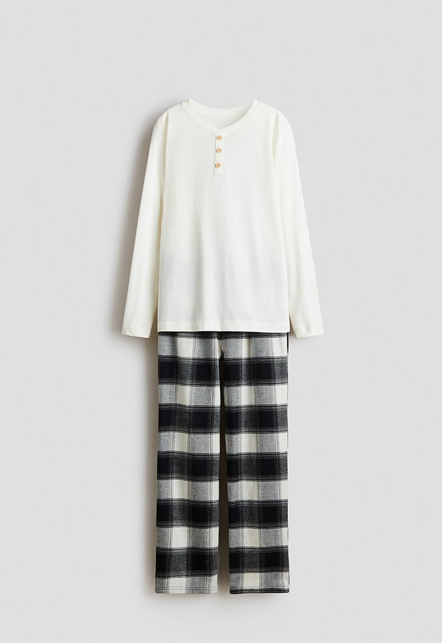 H&M - Cotton pyjamas - white/black checked