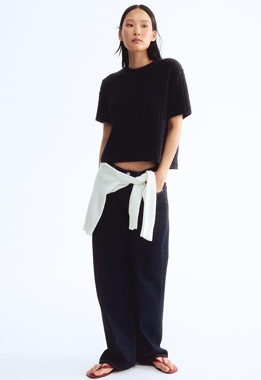 H&M - Cable-knit jumper - navy blue
