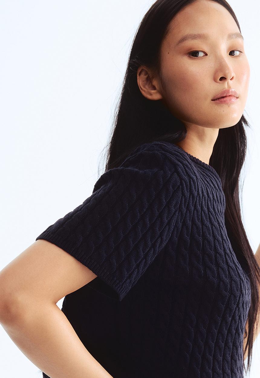 H&M - Cable-knit jumper - navy blue