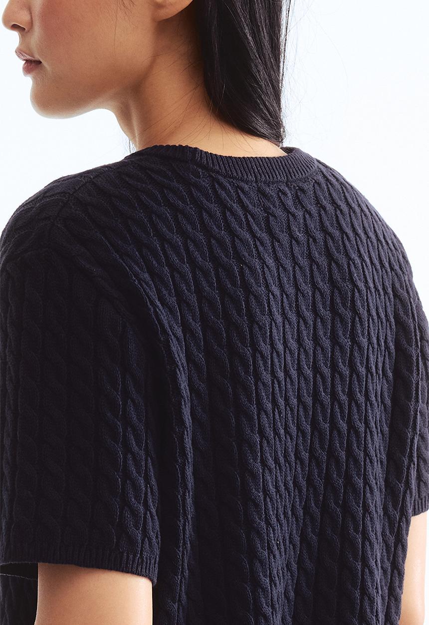 H&M - Cable-knit jumper - navy blue