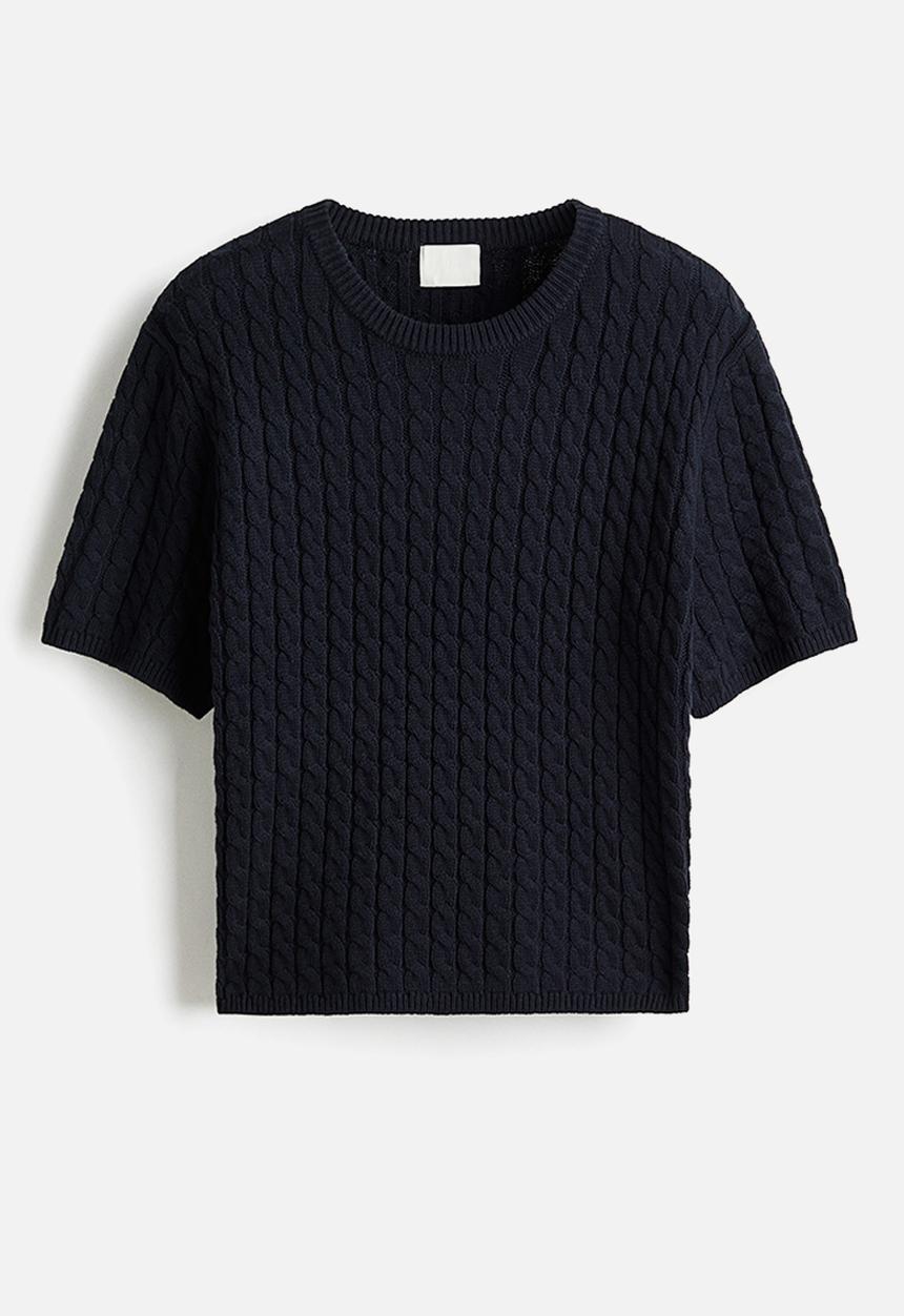 H&M - Cable-knit jumper - navy blue