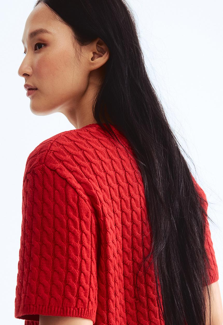 H&M - Cable-knit jumper - bright red