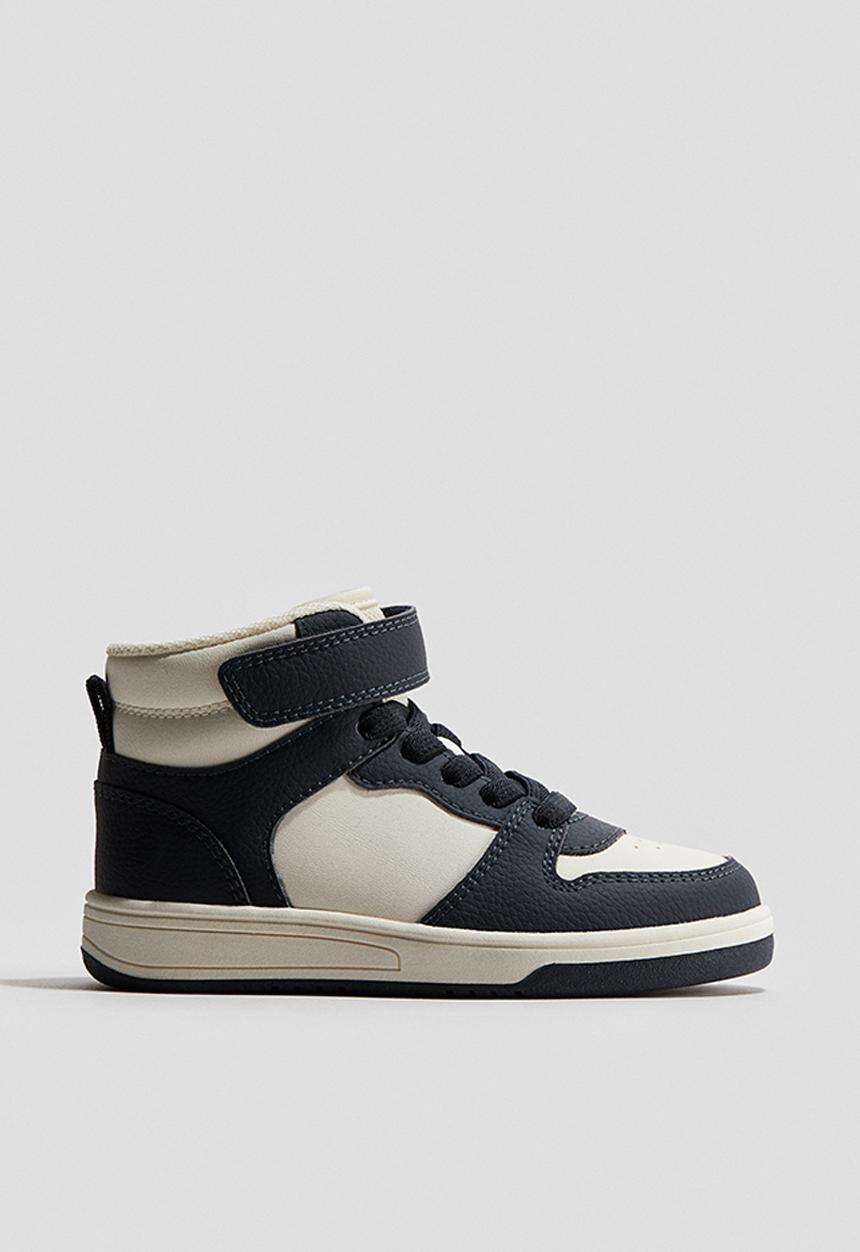 H&M - Hi-top trainers - white/navy blue