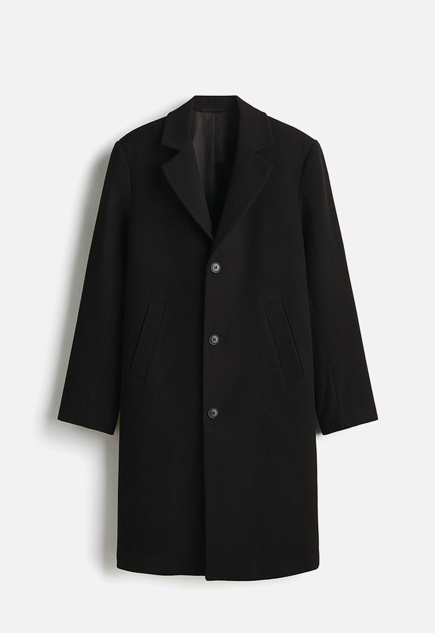 H&M - Single-breasted wool-blend coat - black