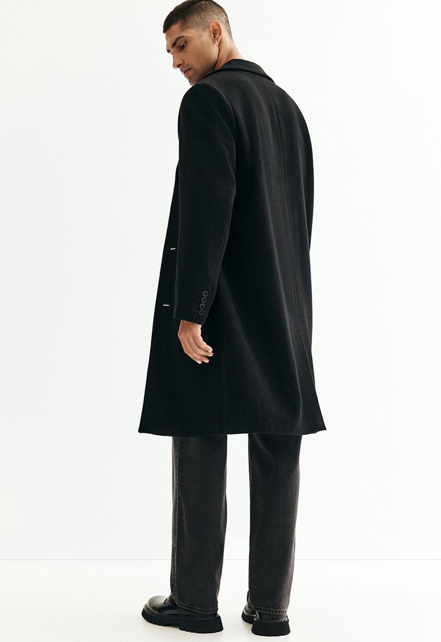 H&M - Single-breasted wool-blend coat - black