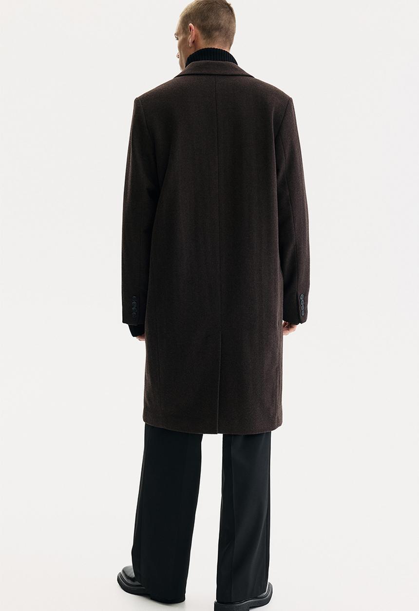 H&M - Single-breasted wool-blend coat - dark brown