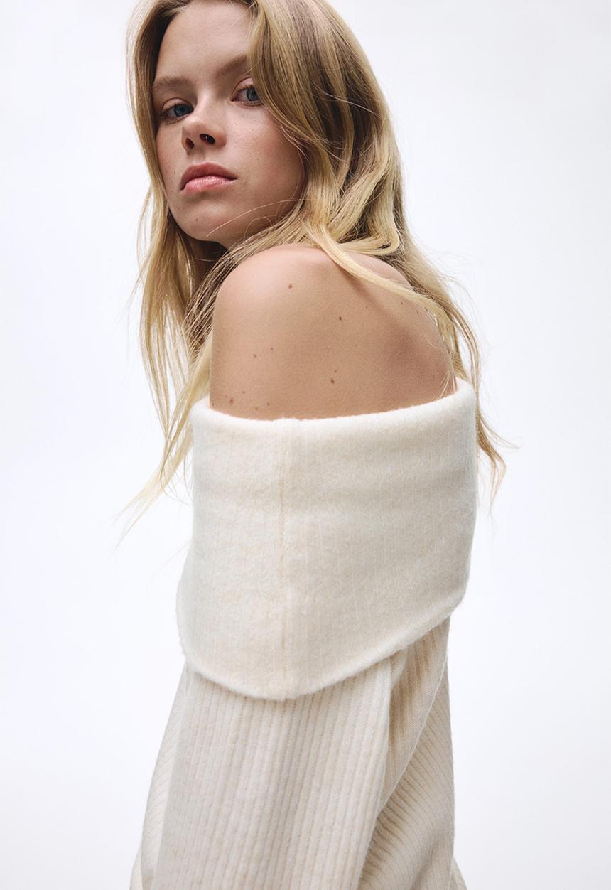 H&M - Off-the-shoulder jumper - light beige