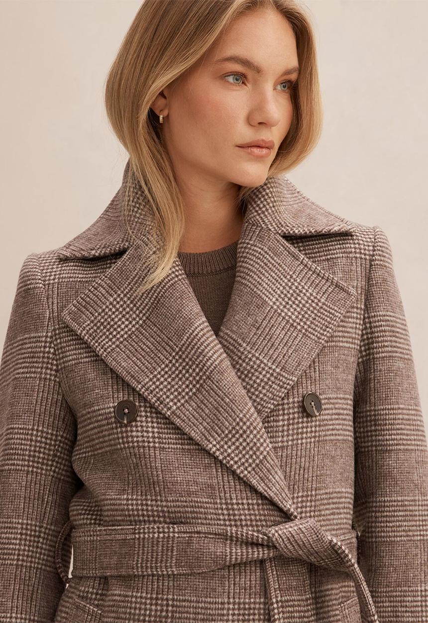 Forever New - Charlie Check Coat in Mid Brown Check Set