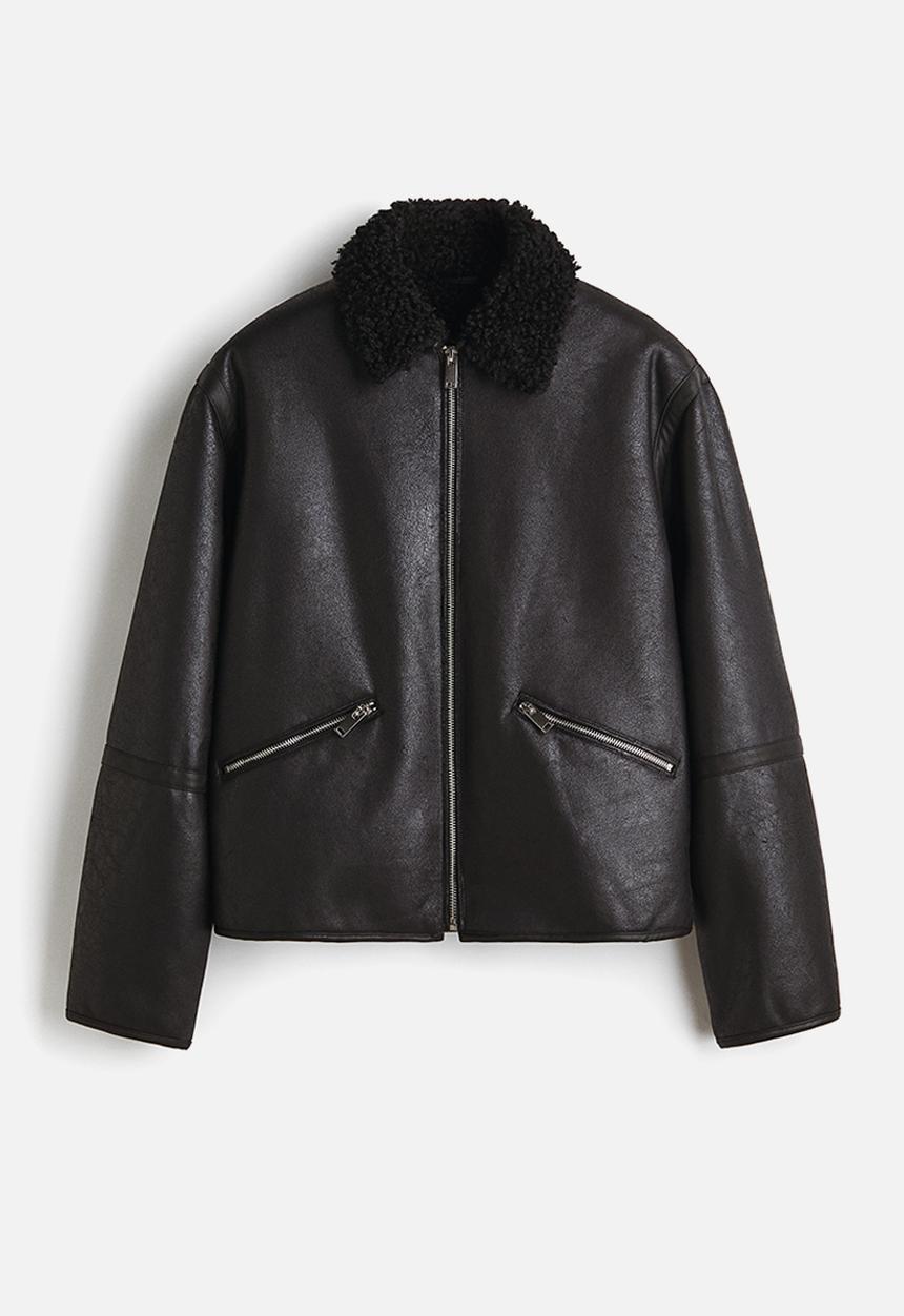 H&M - Teddy-lined jacket - black