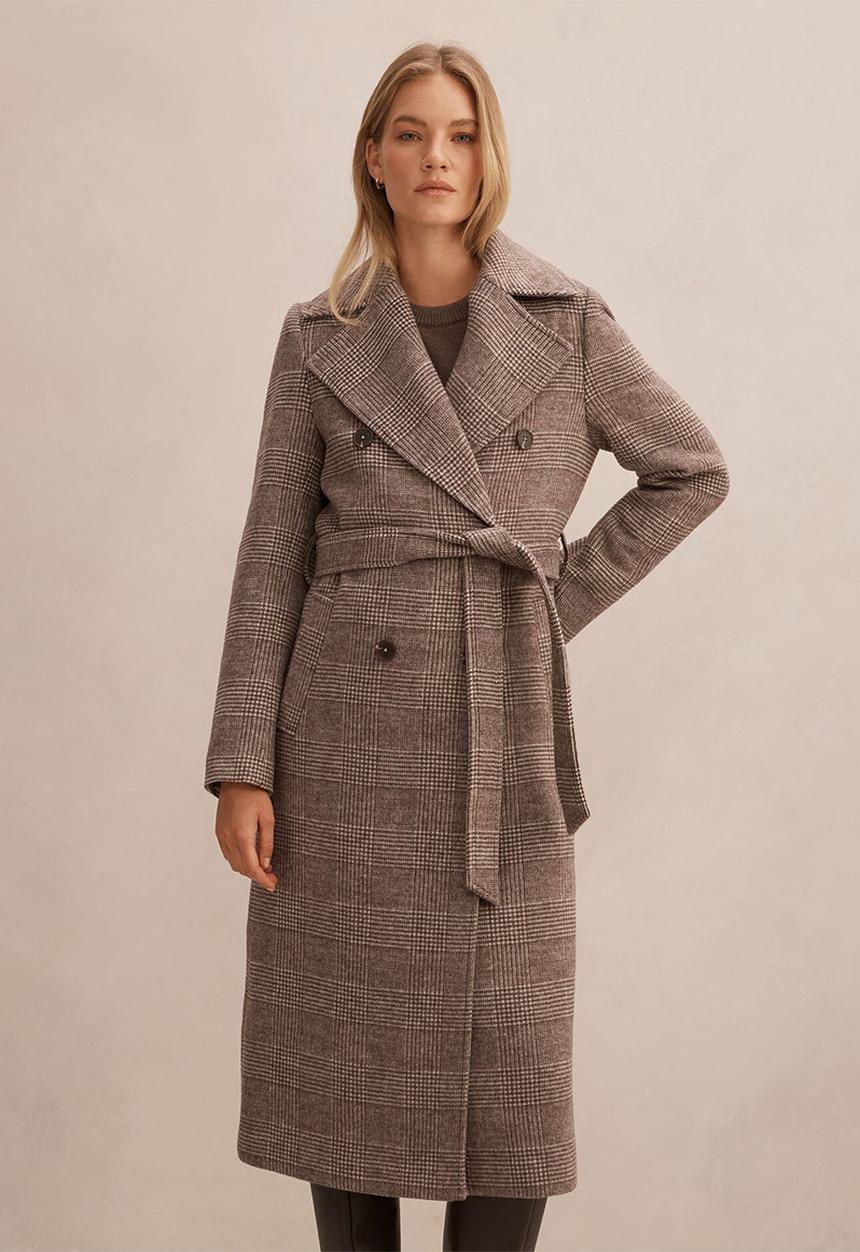 Forever New - Charlie Check Coat in Mid Brown Check Set