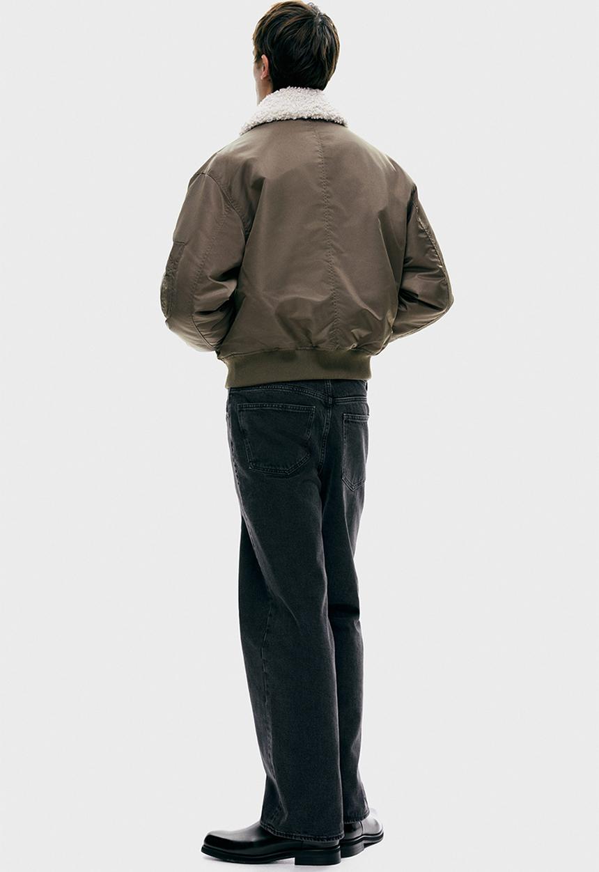 H&M - Loose fit nylon bomber jacket - dark mole