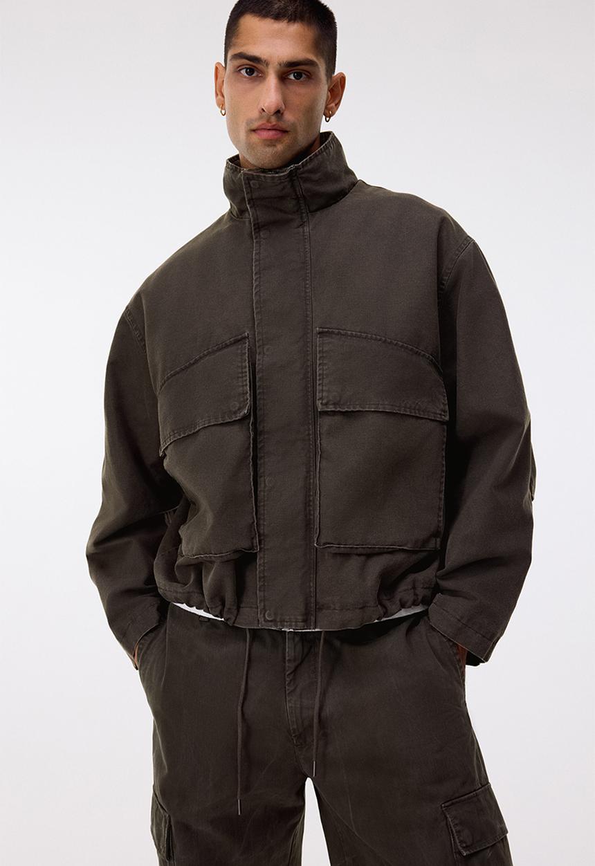 H&M - Cotton canvas jacket - dark khaki green