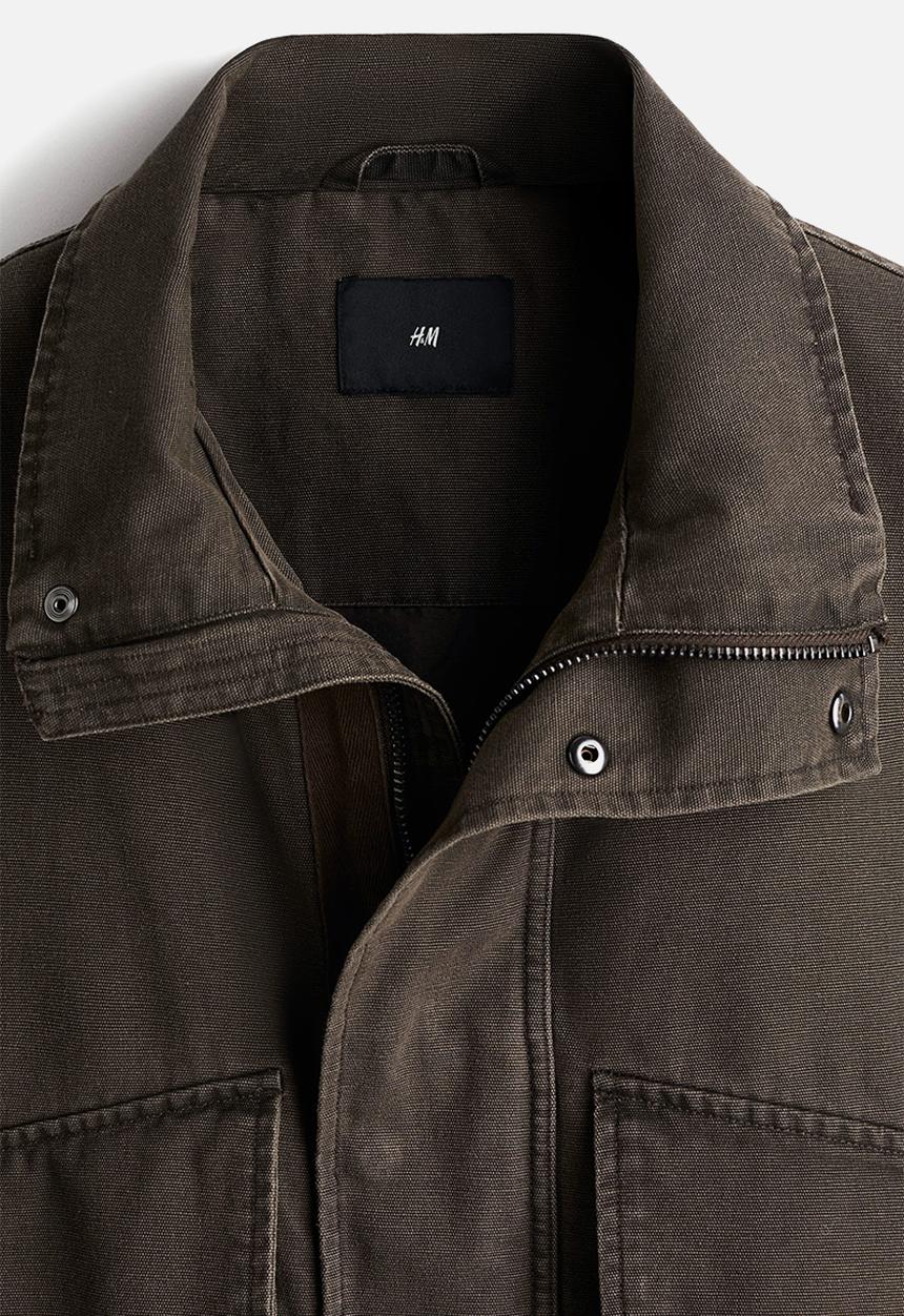 H&M - Cotton canvas jacket - dark khaki green