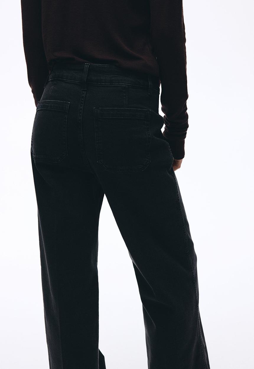 H&M - Wide high jeans - dark denim grey