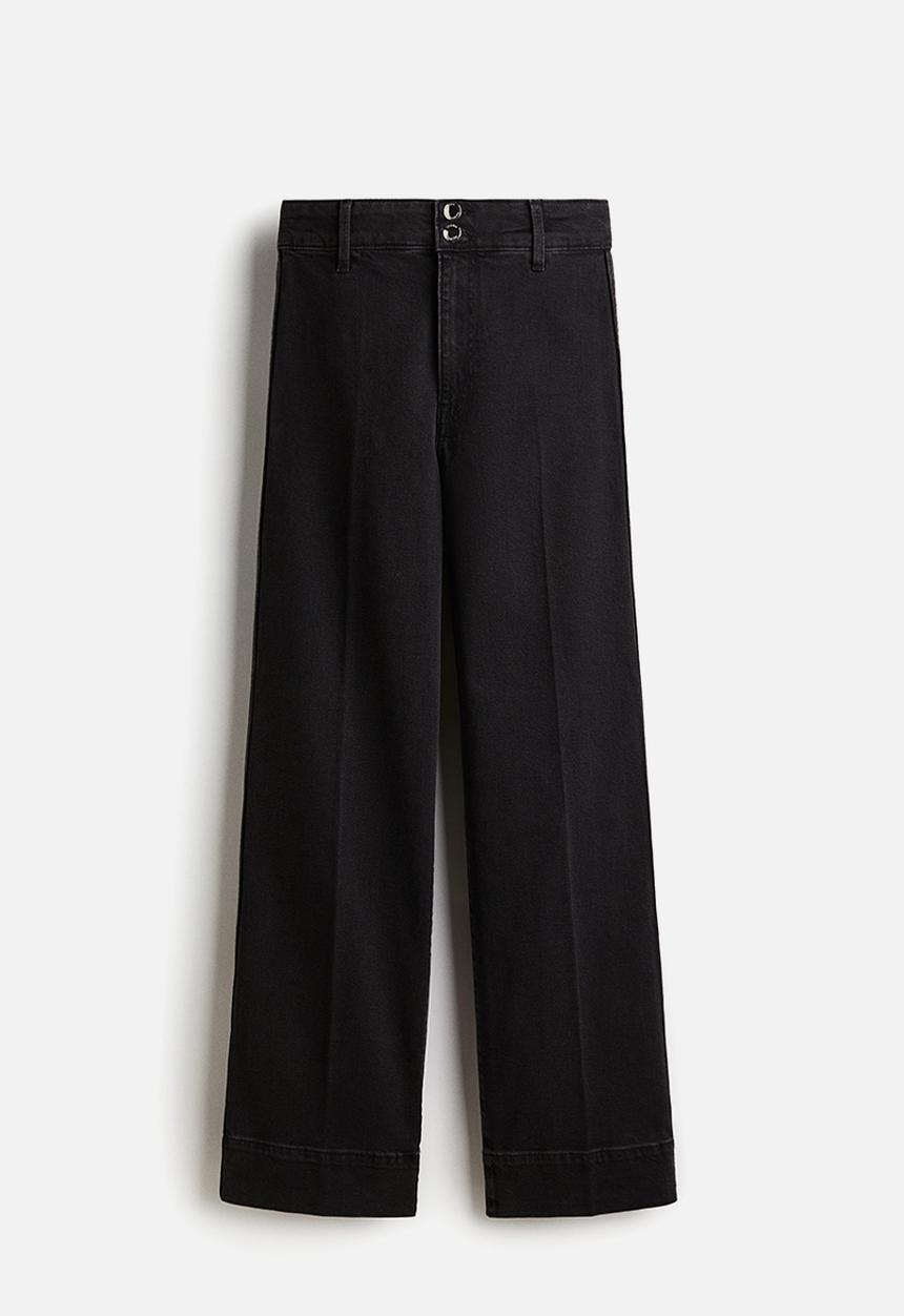 H&M - Wide high jeans - dark denim grey