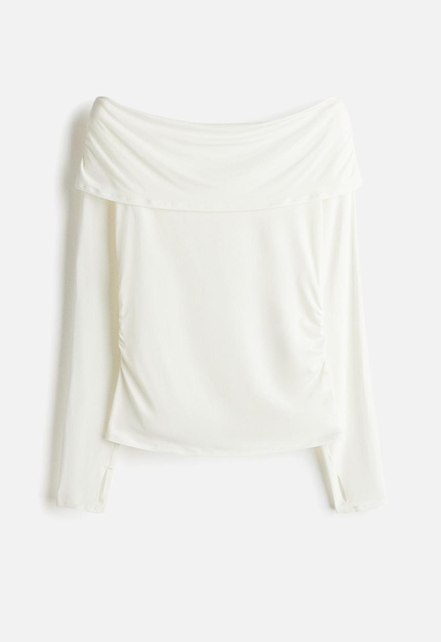 H&M - Off-the-shoulder sports top - ivory