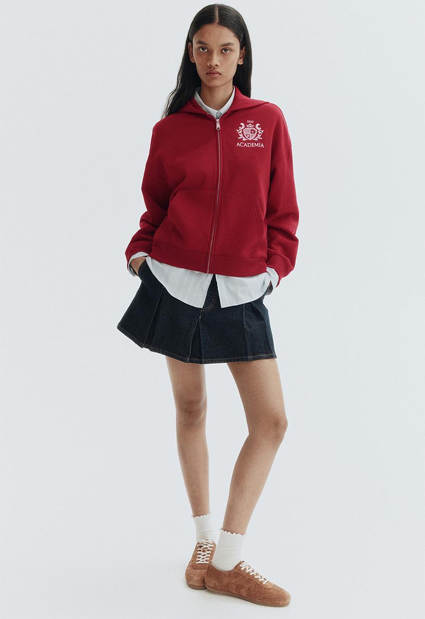 H&M - Zip-through hoodie - dark red/academia