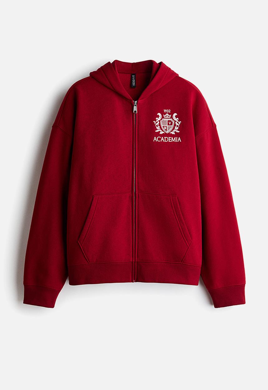 Zip-through hoodie - dark red/academia - 1298024002