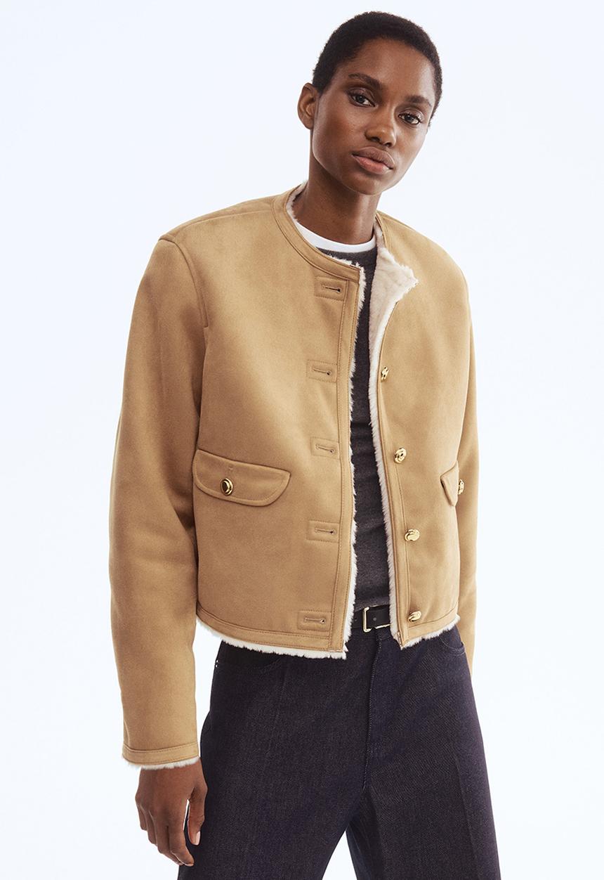 H&M - Pile-lined jacket - dark beige