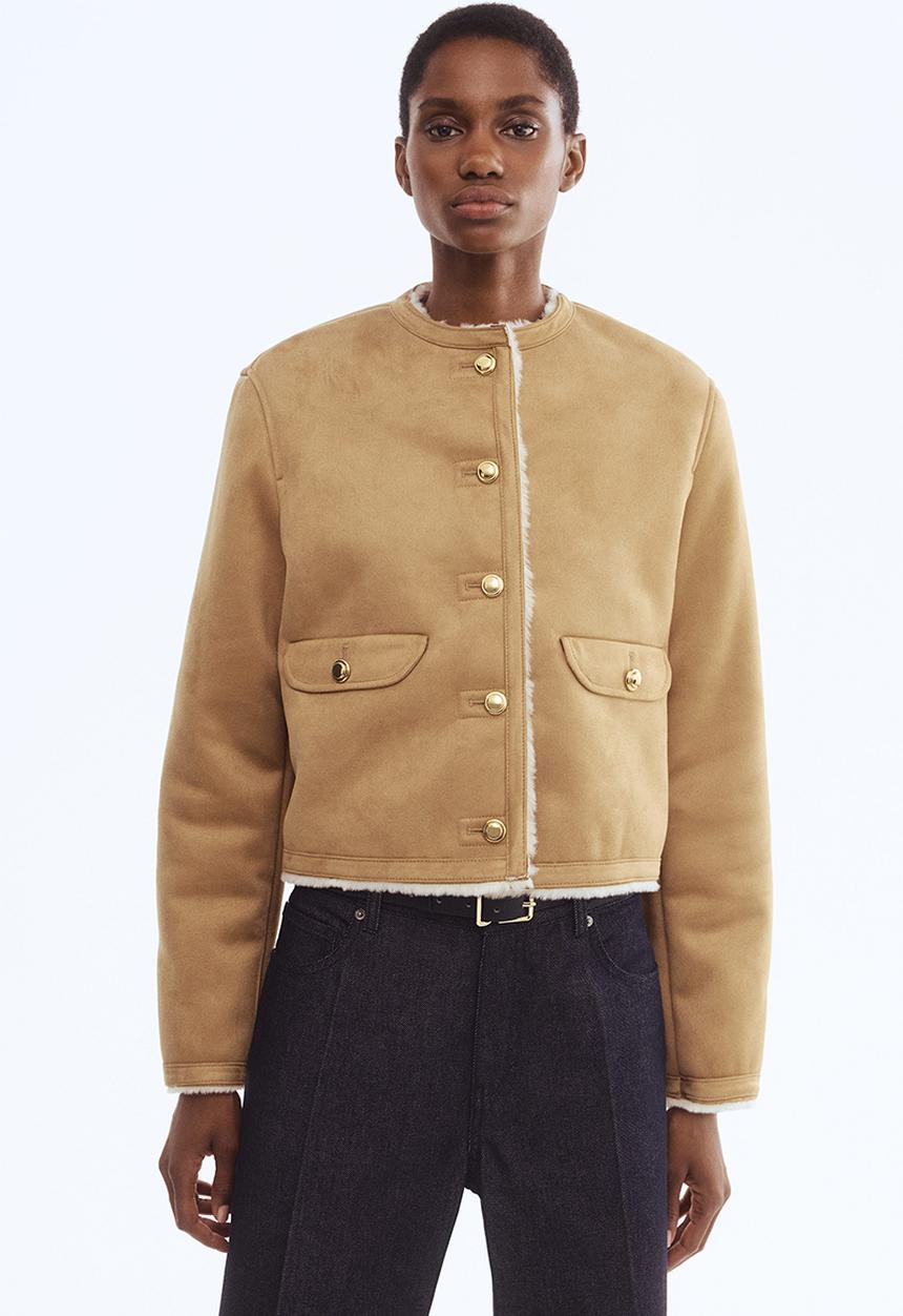 H&M - Pile-lined jacket - dark beige