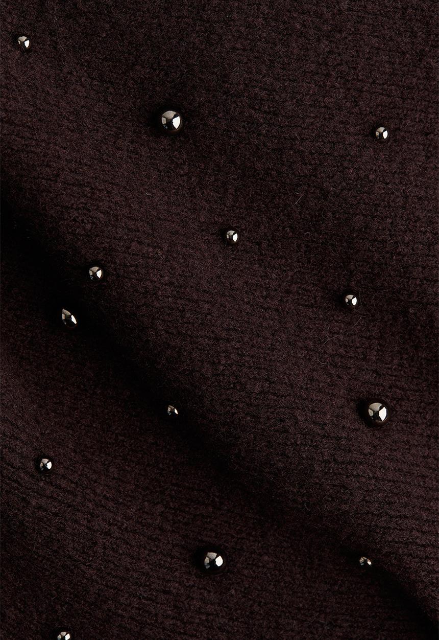 H&M - Bead-embellished bandeau top - dark plum purple