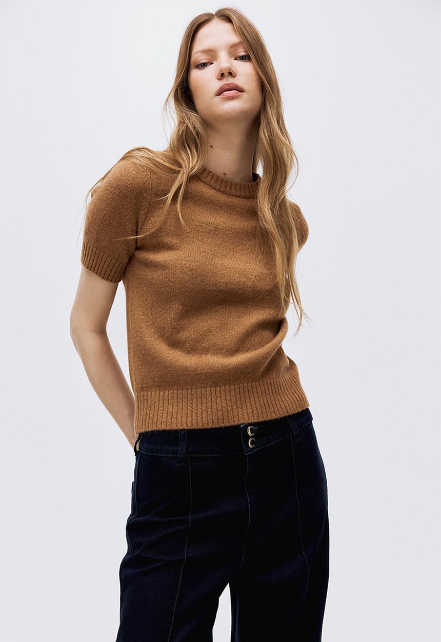 H&M - Short-sleeved jumper - dark beige
