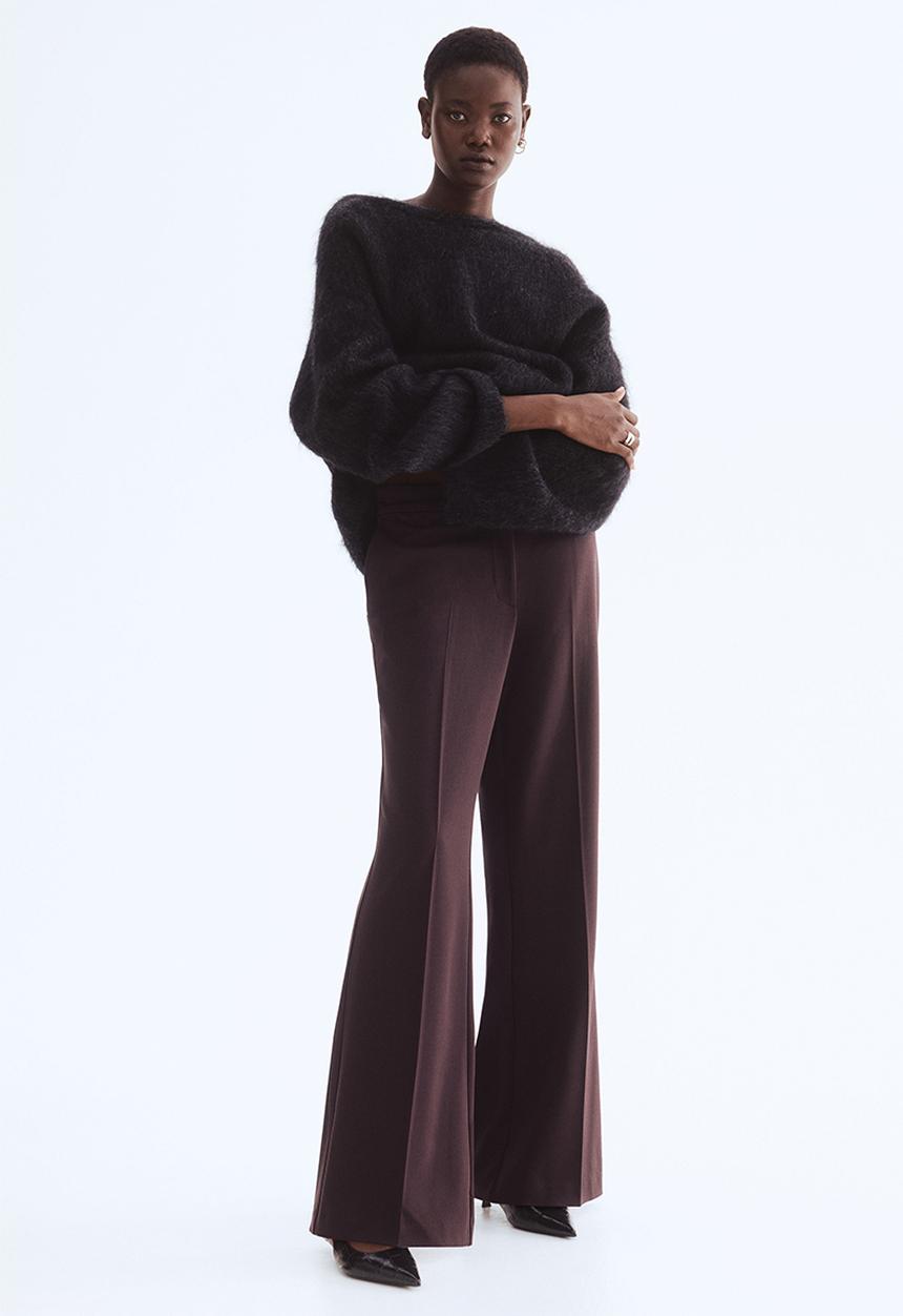 H&M - Flared tailored trousers - dark brown