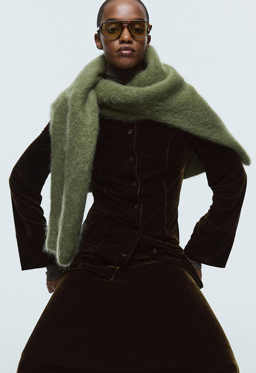 Velour shirt - dark green - 1313532001