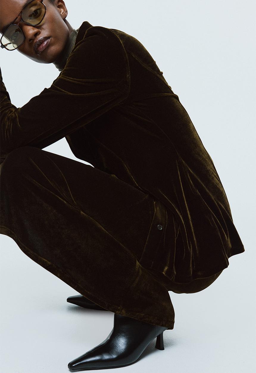 H&M - Velour shirt - dark green