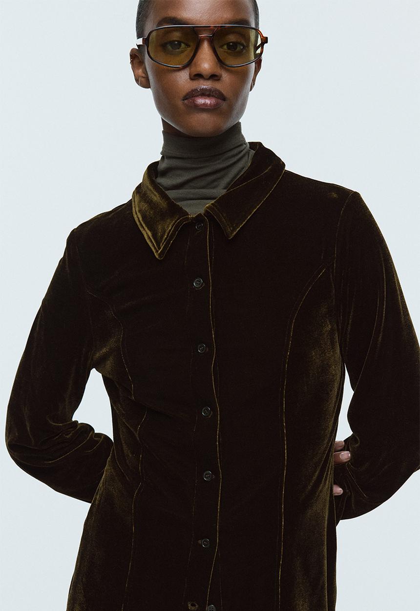 H&M - Velour shirt - dark green