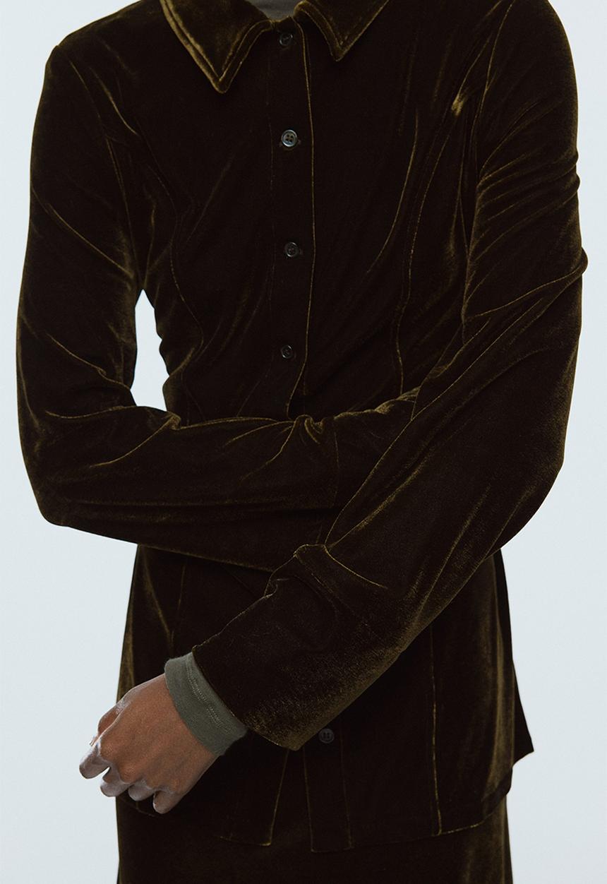 H&M - Velour shirt - dark green