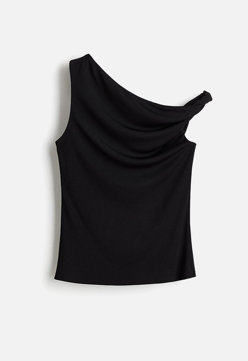 H&M - One-shoulder top - black