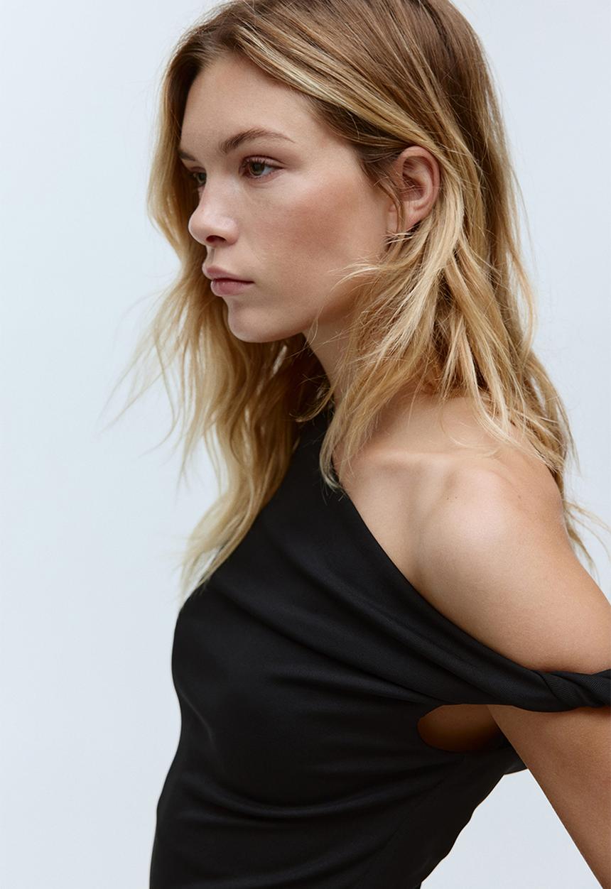 H&M - One-shoulder top - black