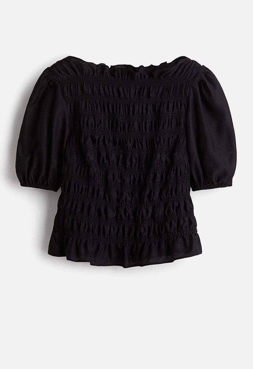 H&M - Smocked blouse - black