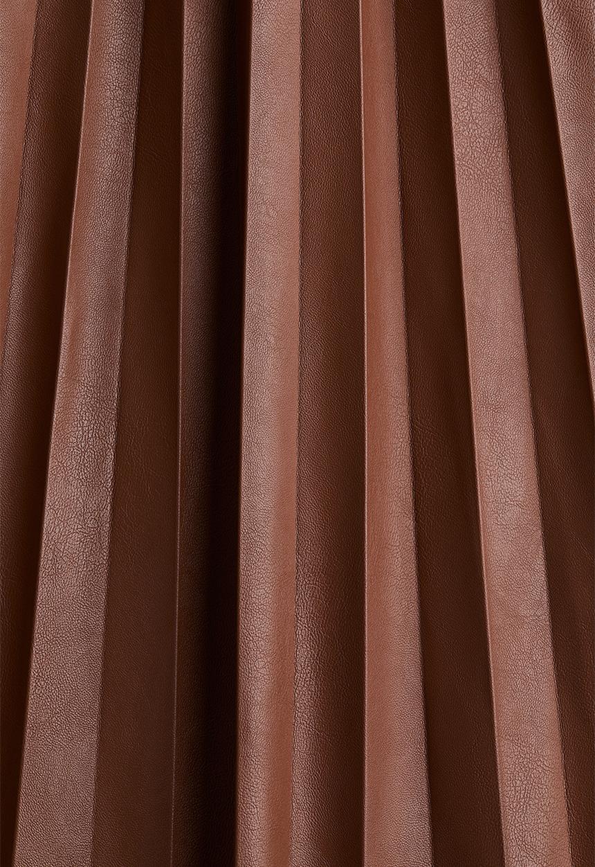 H&M - Coated plisse skirt - brown
