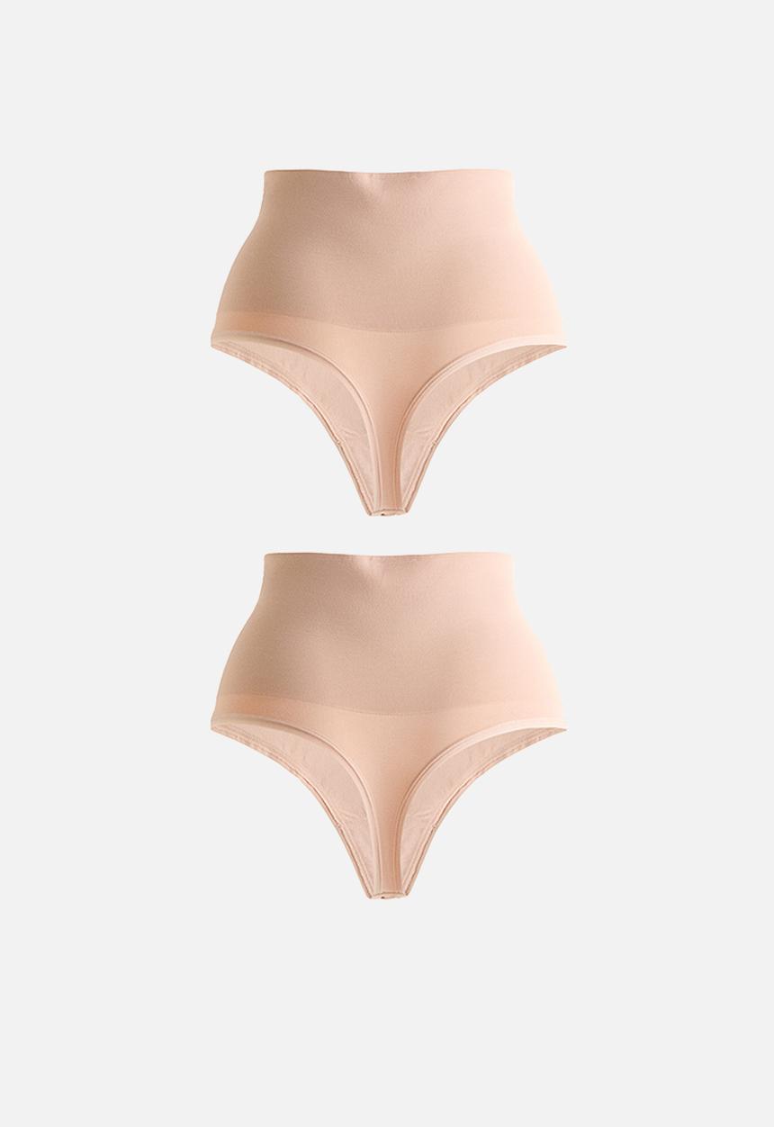 H&M - 2-Pack medium shape thong briefs - light beige