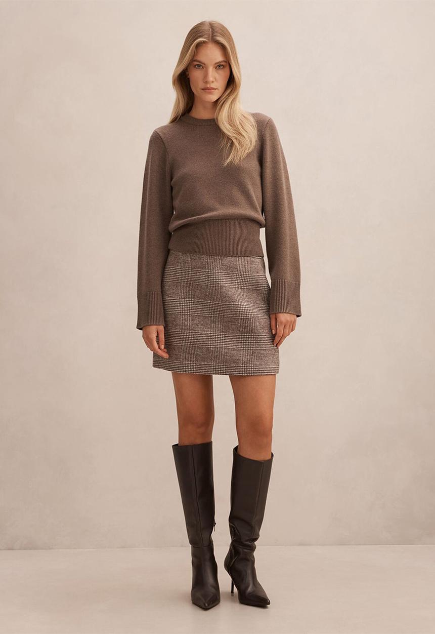 Forever New - Molly check mini skirt in mid brown check set