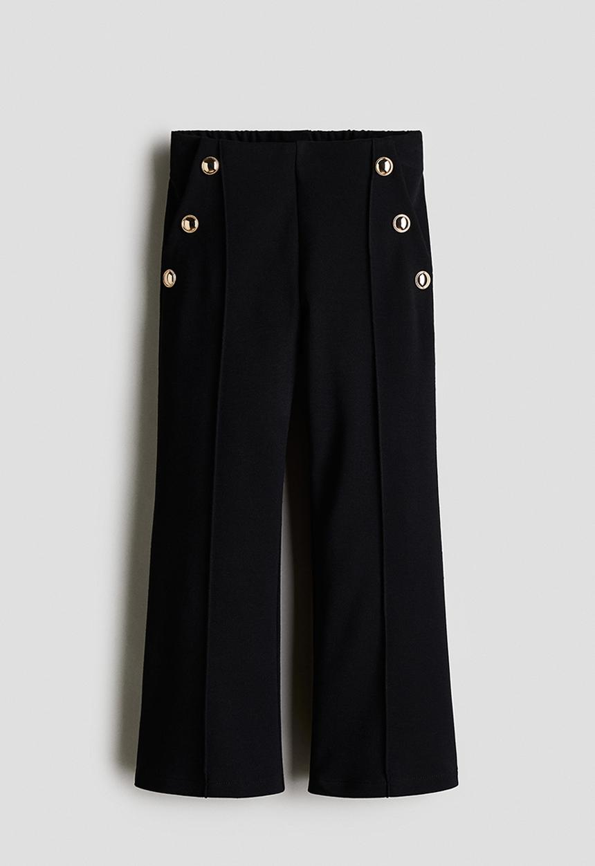 H&M - Wide ponte di roma trousers - black