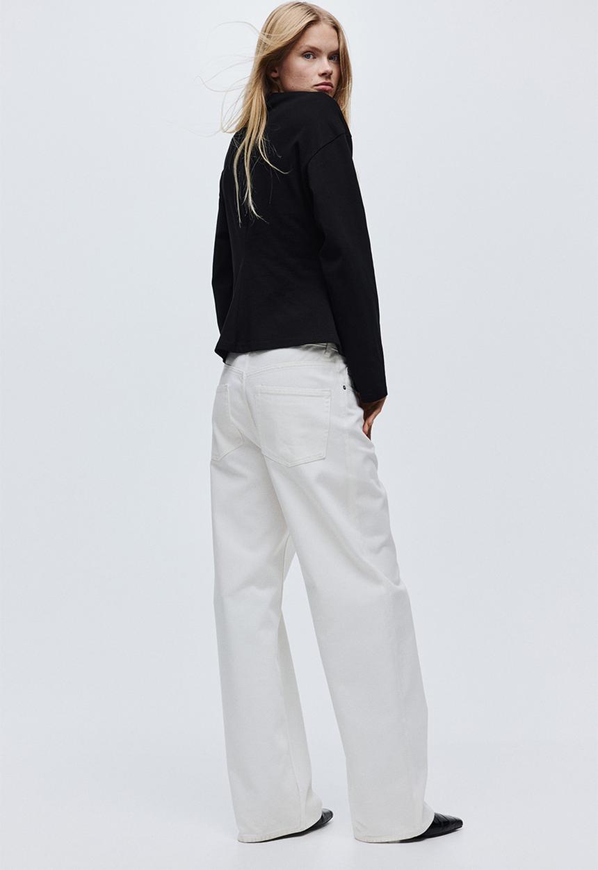 H&M - Gathered cotton jersey top - black