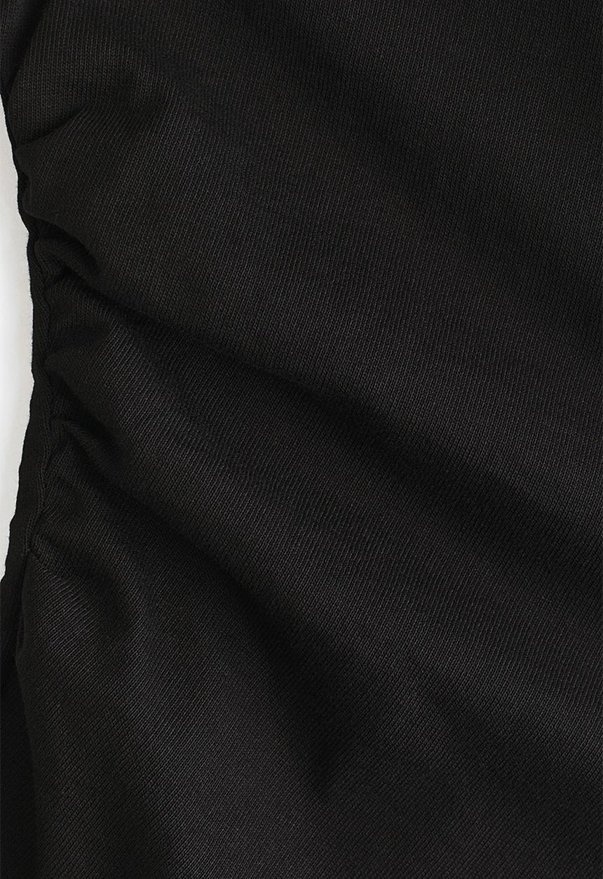 H&M - Gathered cotton jersey top - black