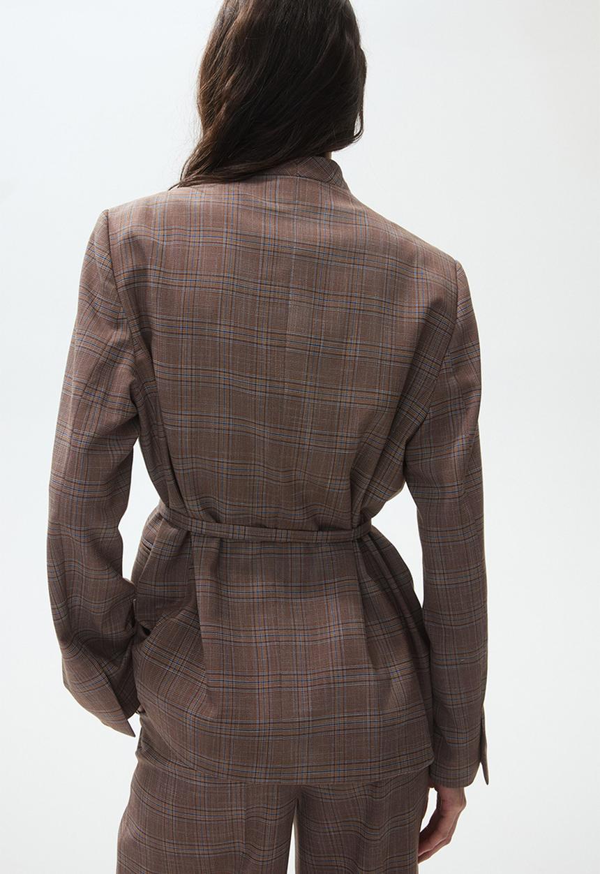 H&M - Belted throw-on blazer - brown/checked