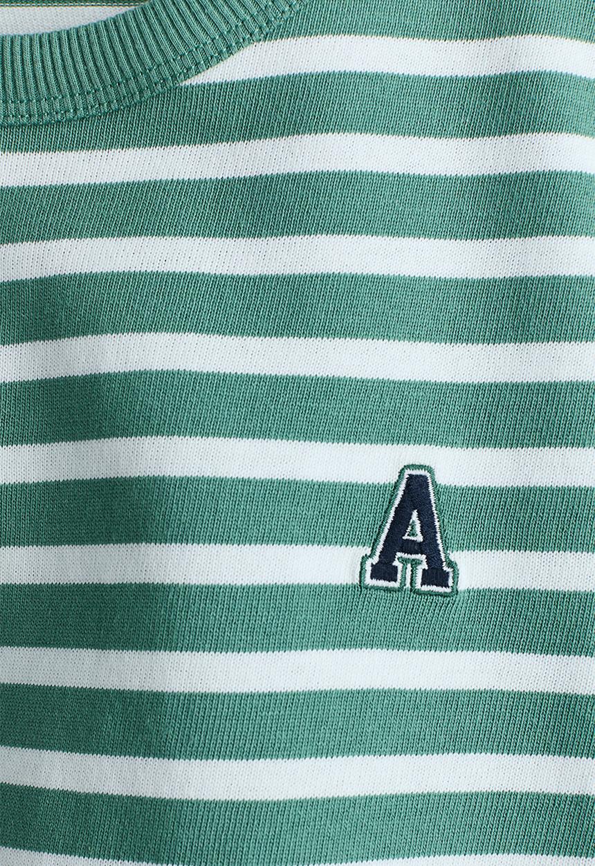 H&M - Motif-detail long-sleeved t-shirt - dusty green/striped