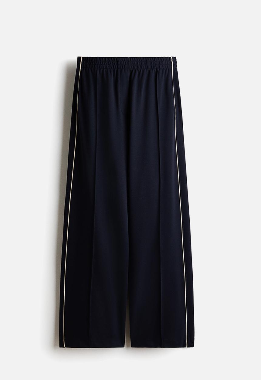 H&M - Wide crease-front trousers - navy blue