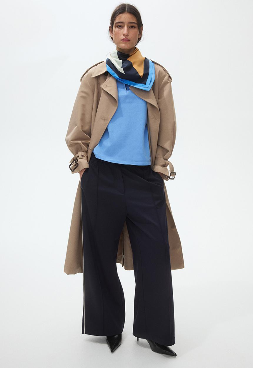 H&M - Wide crease-front trousers - navy blue