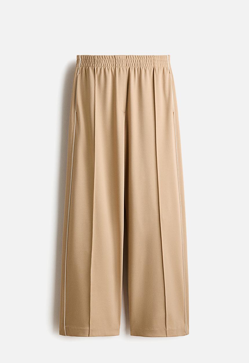 H&M - Wide crease-front trousers - beige