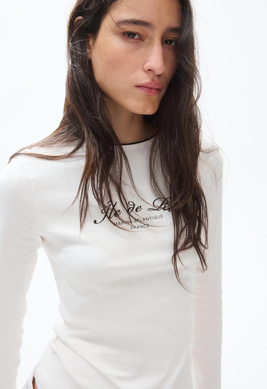 Long-sleeved printed top - white/marina atlantique - 1338606001