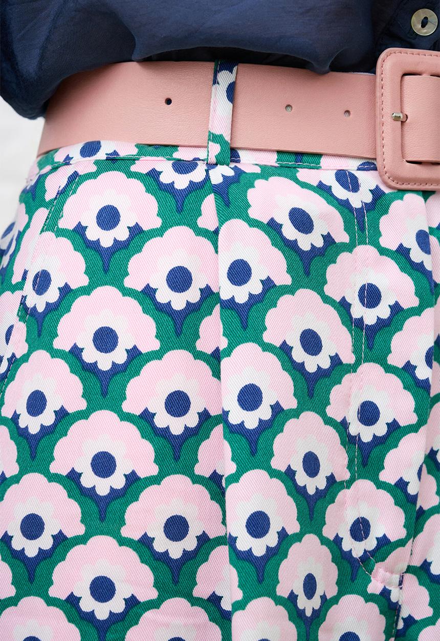 Me&B - Straight Leg Trousers in Geo Floral - Multi