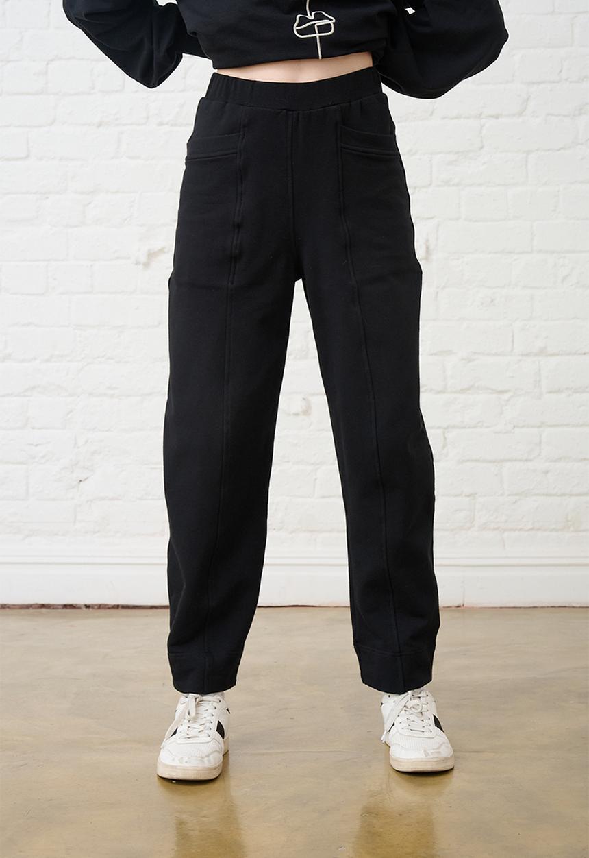 Me&B - Barrel Leg Sweat Pants - Black