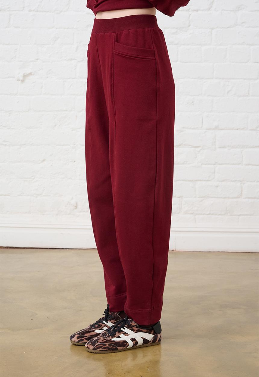 Me&B - Barrel Leg Sweat Pants - Burgundy