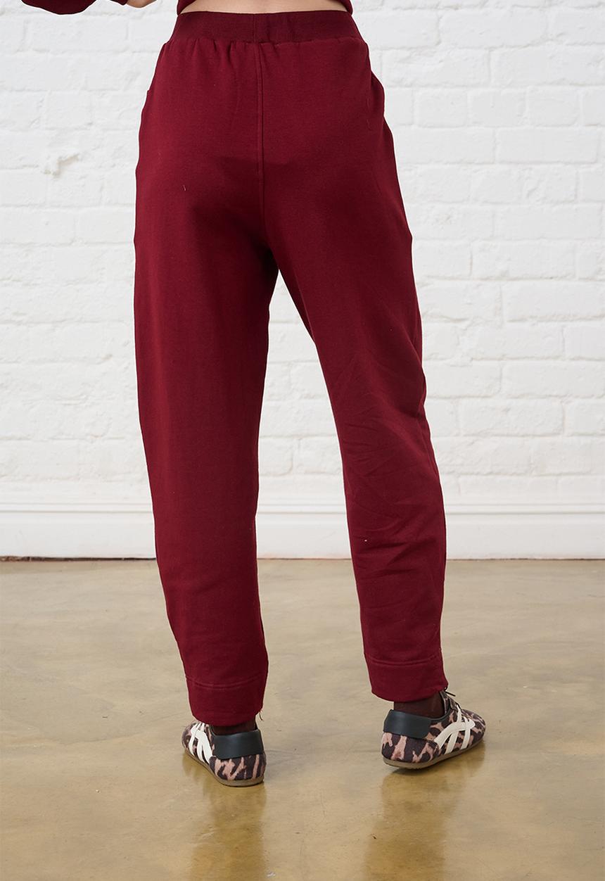Me&B - Barrel Leg Sweat Pants - Burgundy